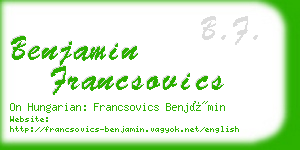 benjamin francsovics business card